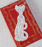 Cat Bookmark, embroidered lace - Image 2