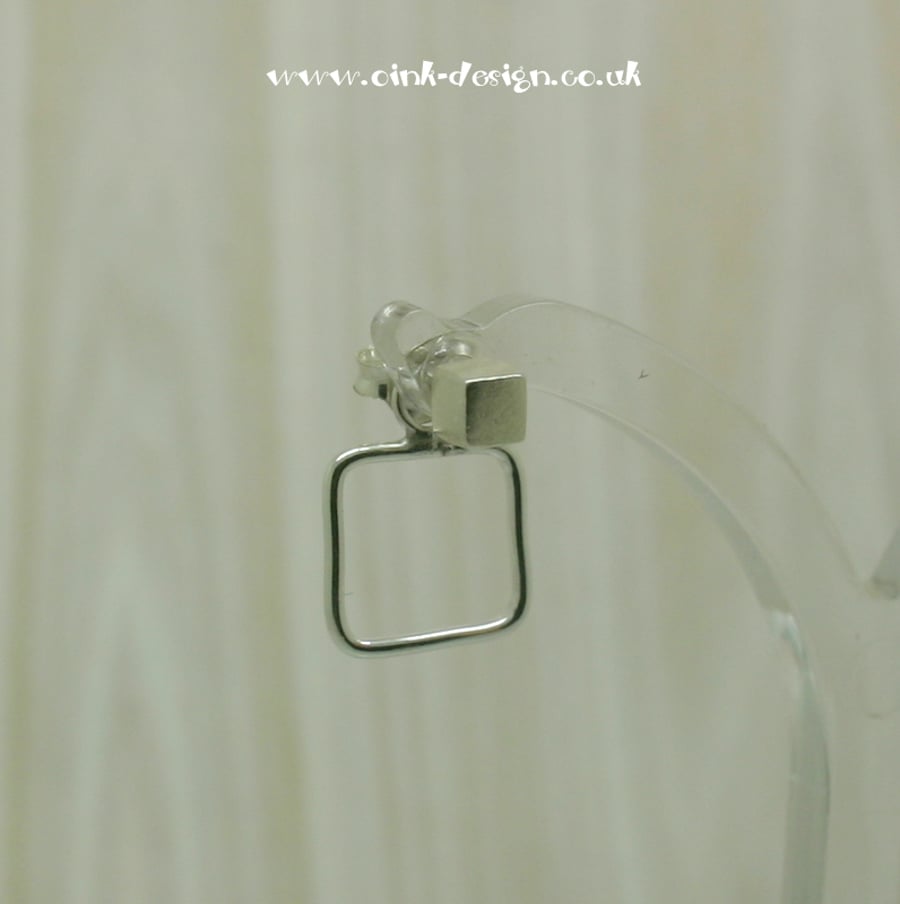 Sterling silver cube stud ear jackets with an open square back