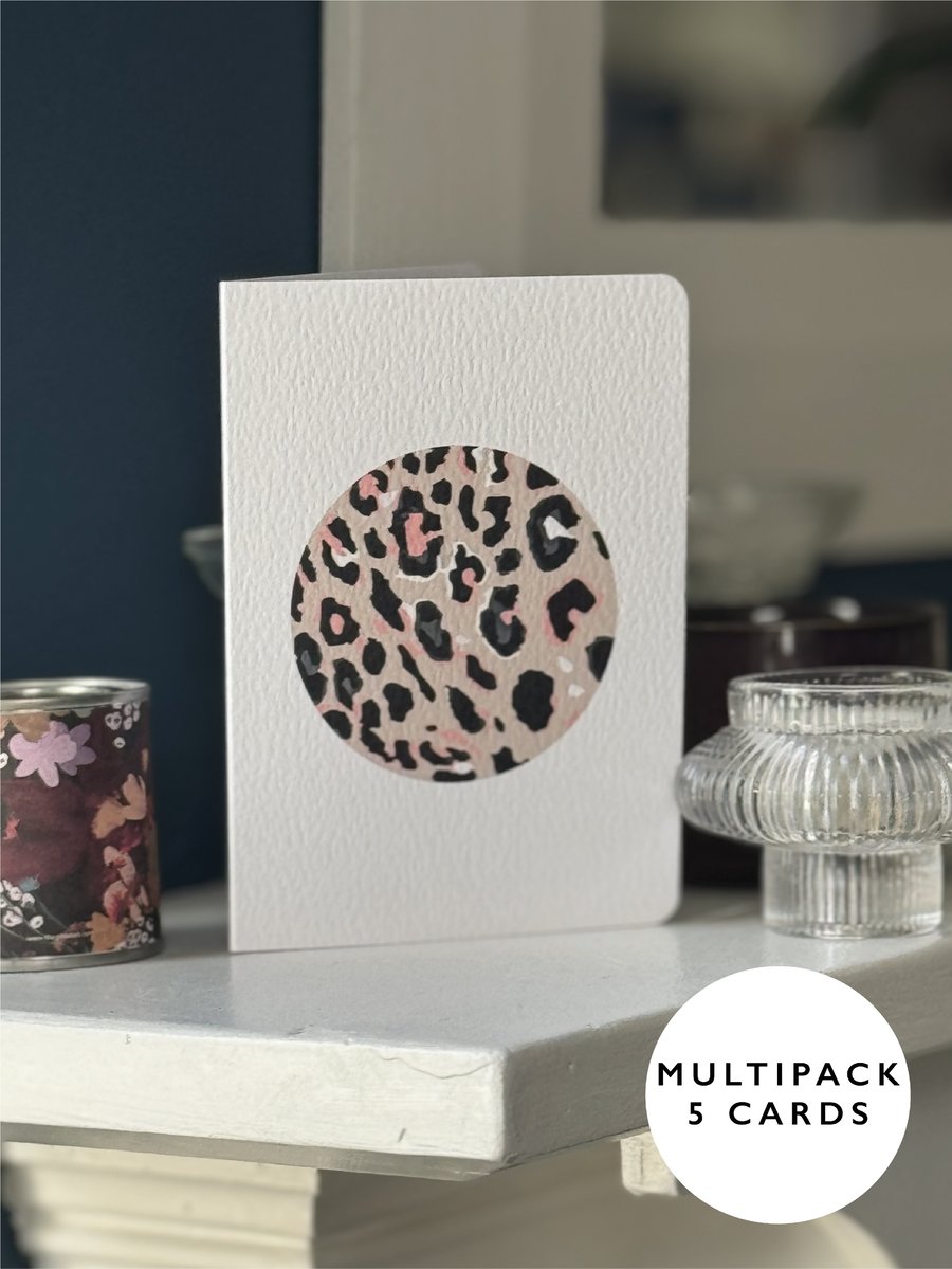 card birthday wedding friend Leopard Print Circle Trendy funky (5-pack)