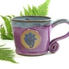 Delicious Berry Mug with Exotic Flower -  Ceramic Pottery Stoneware UK