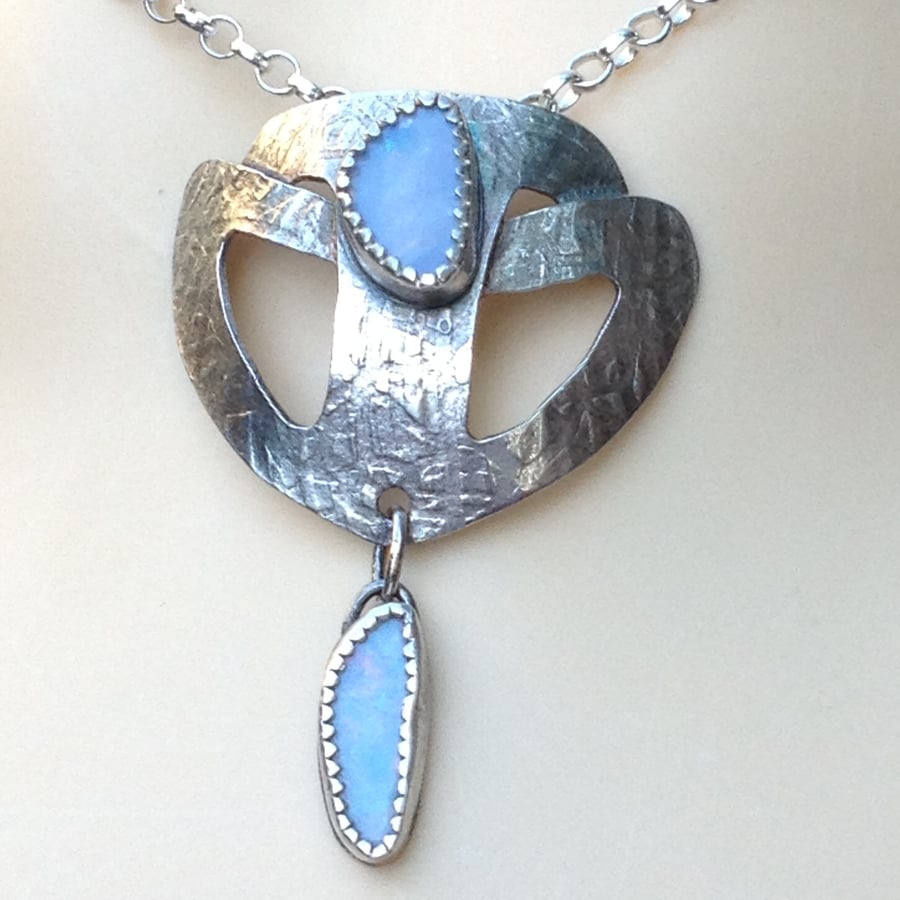 Light blue Opal shield pendant