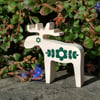Green Scandi Dala Moose Flowerful Ornament Handmade Wooden Hygge Decor