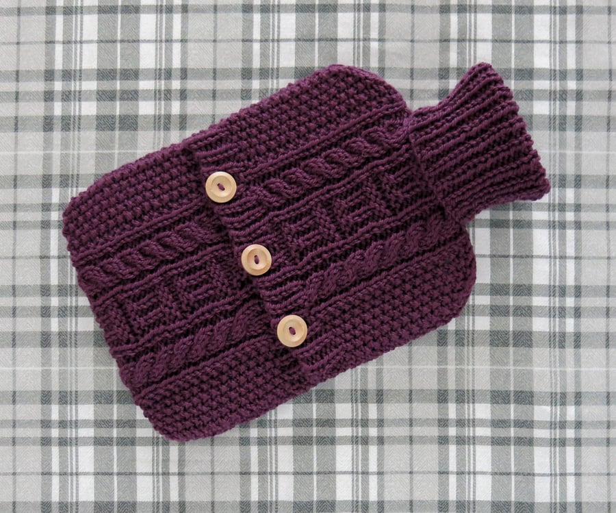 Hot Water Bottle Cosy. Blackcurrant