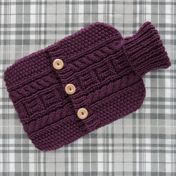 Hot Water Bottle Cosy. Blackcurrant