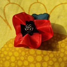 Handmade poppy style flower, hair clip, broach 