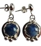 Sterling Silver Earrings with Natural Sapphire Rose Cut Gemstones Jewellery Gift