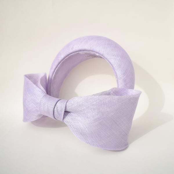 Lilac Fascinator Headband with Bow for Weddings, Ascot, Race Day, Occasions