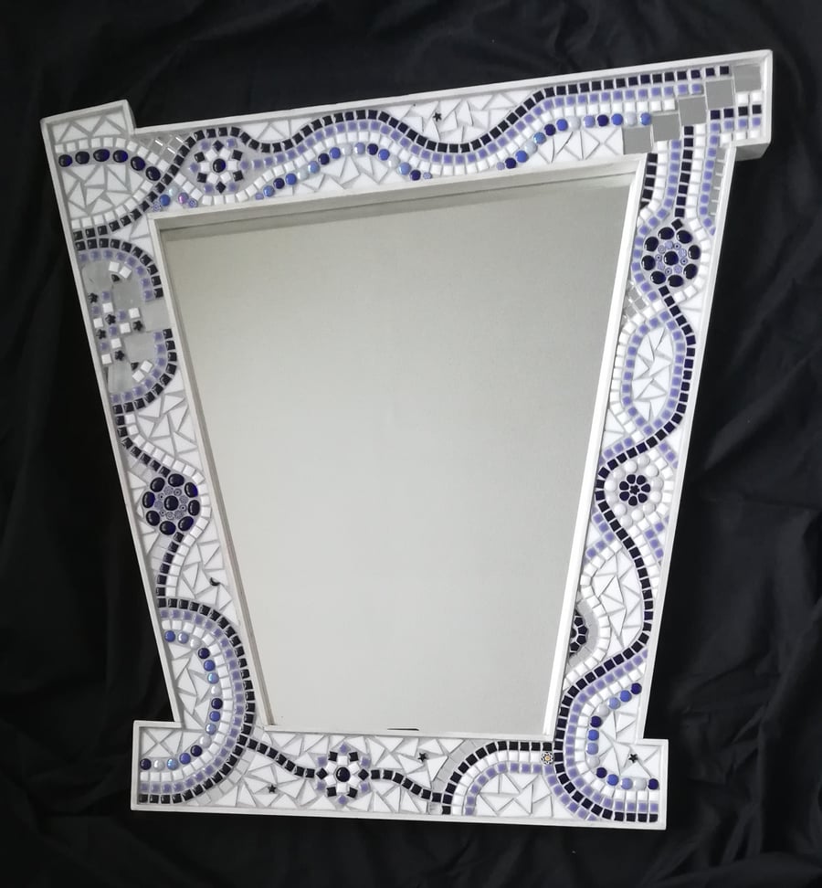 Mosaic Blue and White Mirror