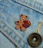 Artist Gift, Handmade Tiny Painter Teddy Bear Pin, Art Student Teacher Gift - Image 3