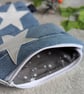 Denim Purse Pouch Purse, Pencil Case or Makeup Bag with White Star  - Image 6