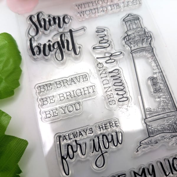 Lighthouse & Quote Stamps - Clear Silicone Craft Tools
