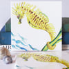 Spiny Seahorse Design Ceramic Tile Trivet with Cork Backing