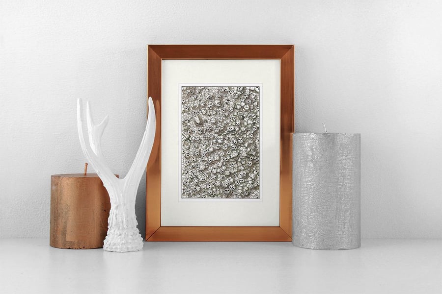 Monochrome Ink Illustration Intricate A5 Wall Art Hand-Drawn Exodu5