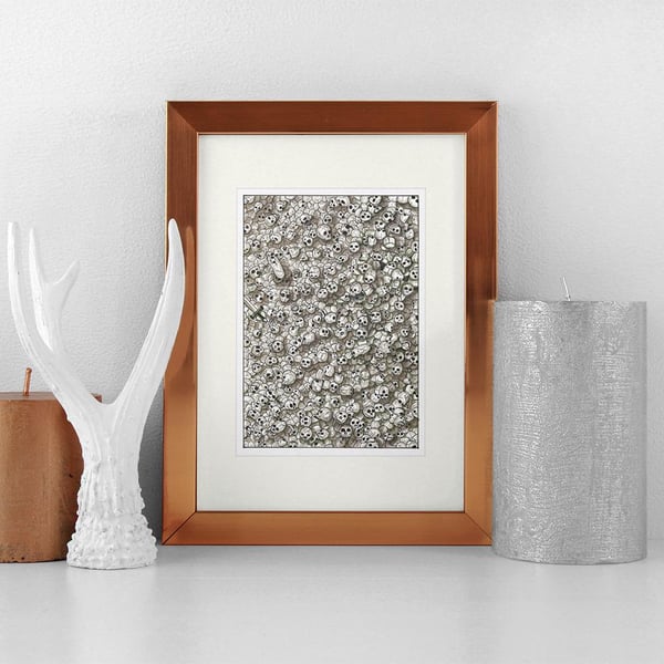 Monochrome Ink Illustration Intricate A5 Wall Art Hand-Drawn Exodu5