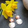 Disc earrings in sterling silver and copper