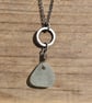Sea Glass and Recycled Sterling Silver Necklace, White Scottish Sea Glass - Image 1