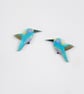 Hummingbird wall art, set of 2 flying miniature birds, tropical bird decor. - Image 1