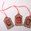 Christmas Tartan Gift Tags 3pk,Handmade Xmas MessageTags,