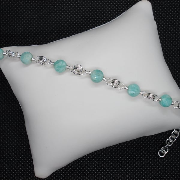 Amazonite coin linked bracelet