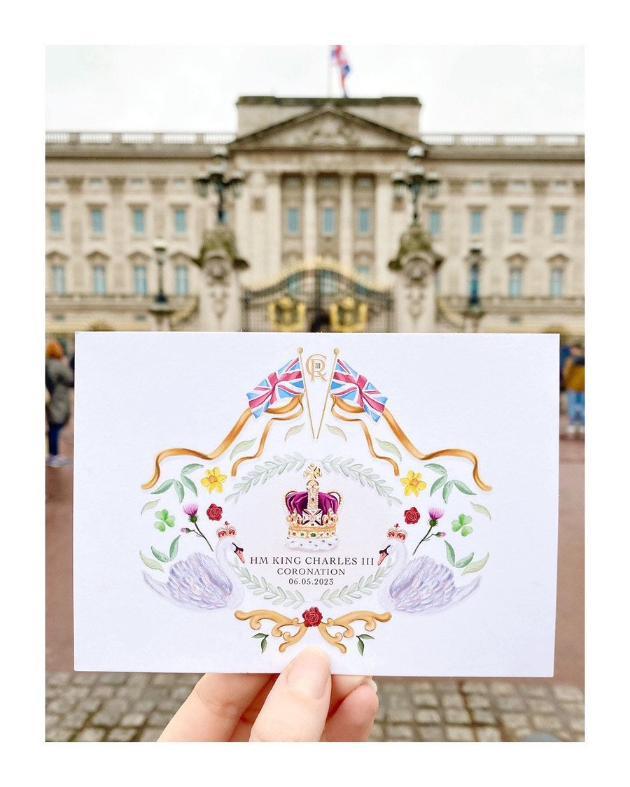 HM King Charles III Coronation Crest Greeting Card Wall Art Royal Memorabilia Ce