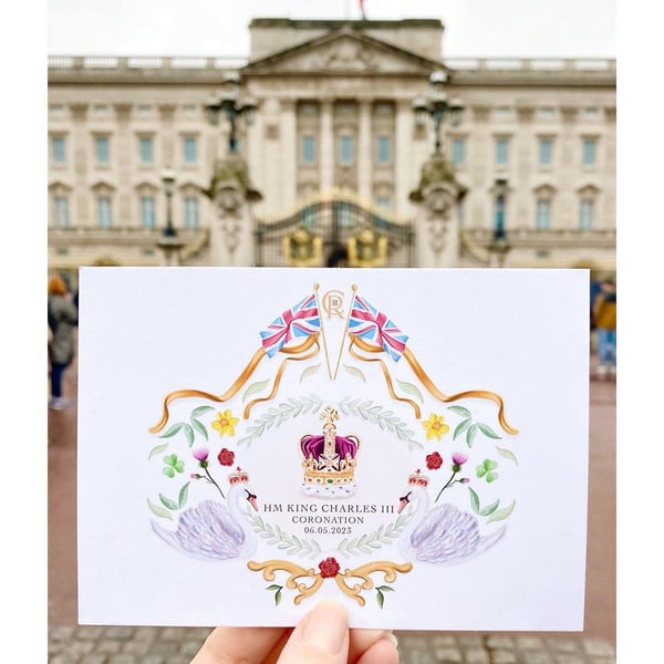 HM King Charles III Coronation Crest Greeting Card Wall Art Royal Memorabilia Ce