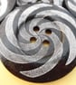 6cm Raised Edge  Dark Brown Patterned Large Wood  Buttons SPIRAL pattern - Image 1