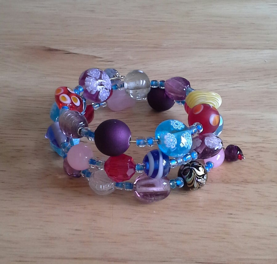 Memory Wire Bead Bracelet