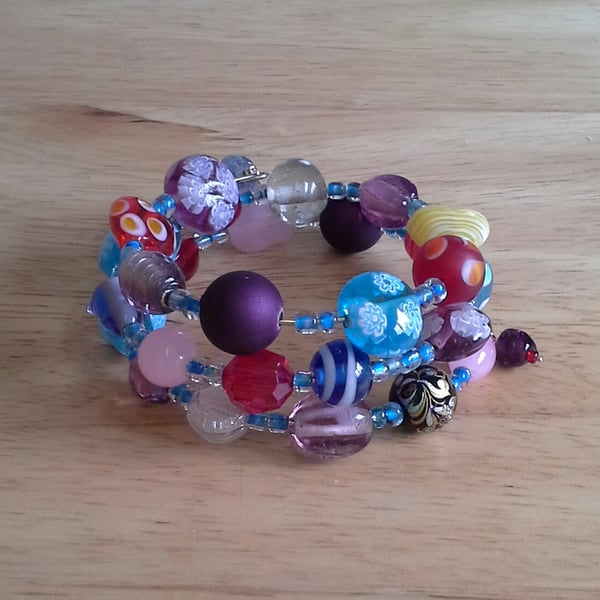 Memory Wire Bead Bracelet