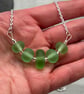 green seaglass style etched lampwork beaded necklace - Image 5