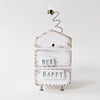 Wooden Beehive With Little Clay Bee 'Bee Happy'