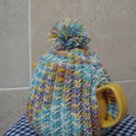 Pretty Multi Coloured Tea Cosy In A Nice Thick Aran (A41)