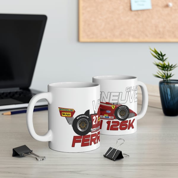 Gilles Villeneuve Ferrari 126CK F1 11oz Mug
