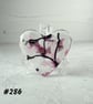 Pink purple black heart fused glass pocket hug with stand 5x4.5cm (286) - Image 1