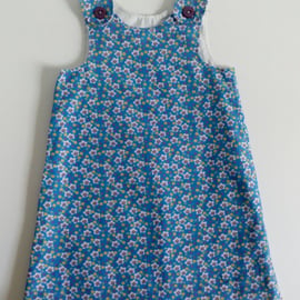 Dress, Age 3 years, A line dress, floral print needlecord, pinafore, flowers