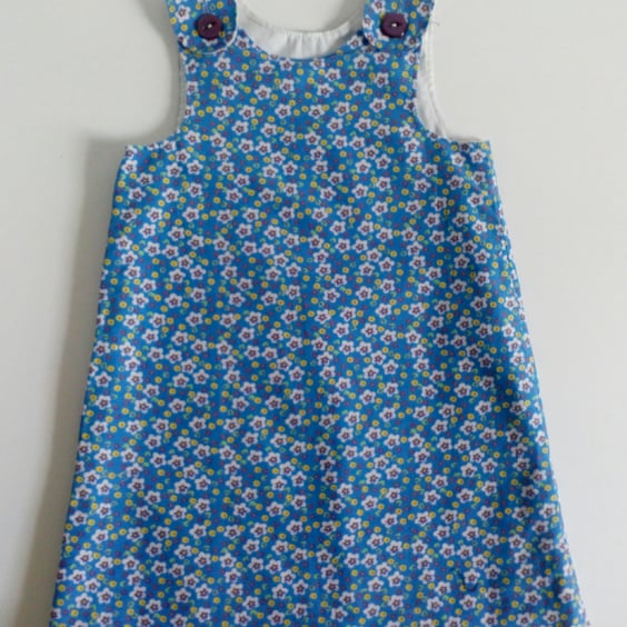Dress, Age 3 years, A line dress, floral print needlecord, pinafore, flowers
