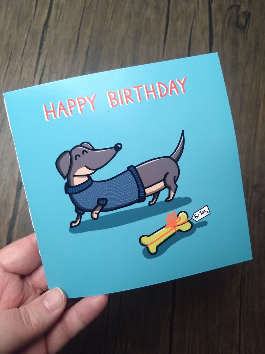 Dachshund dog birthday card 