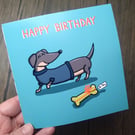 Dachshund dog birthday card 