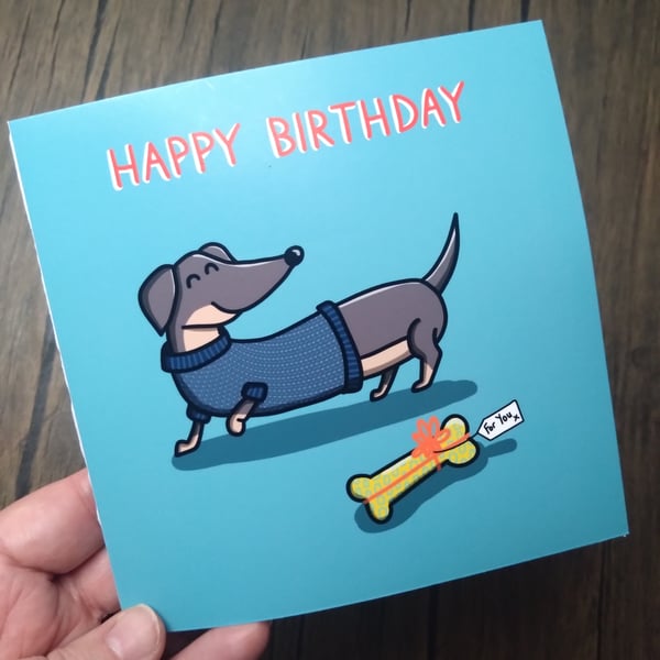 Dachshund dog birthday card 