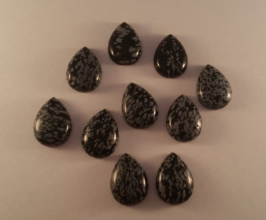 Snowflake Obsidian 25x18mm Teardrop Cabochon