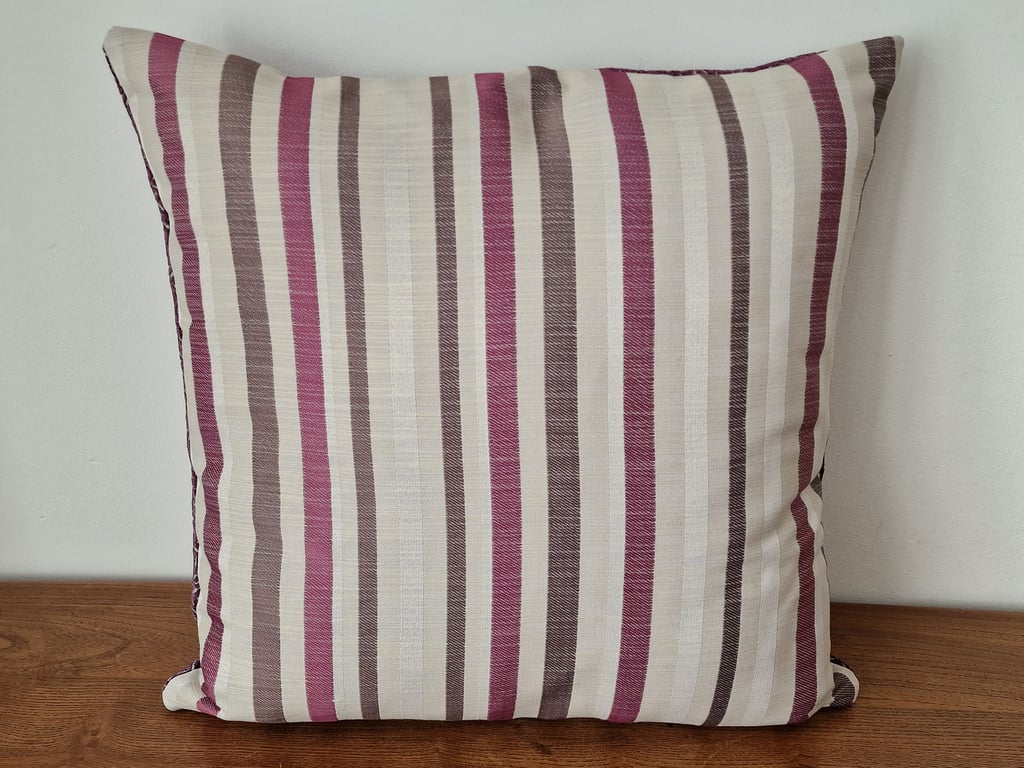 Handmade purple striped & velvet jacquard cushion cover