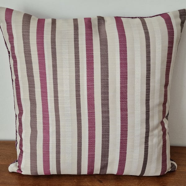 Handmade purple striped & velvet jacquard cushion cover