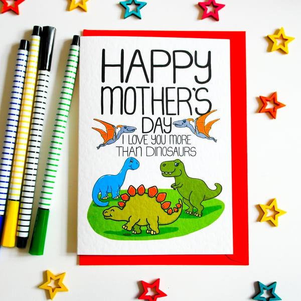 Happy Mother's Day I Love You More Than Dinosaurs Mother's Day Card