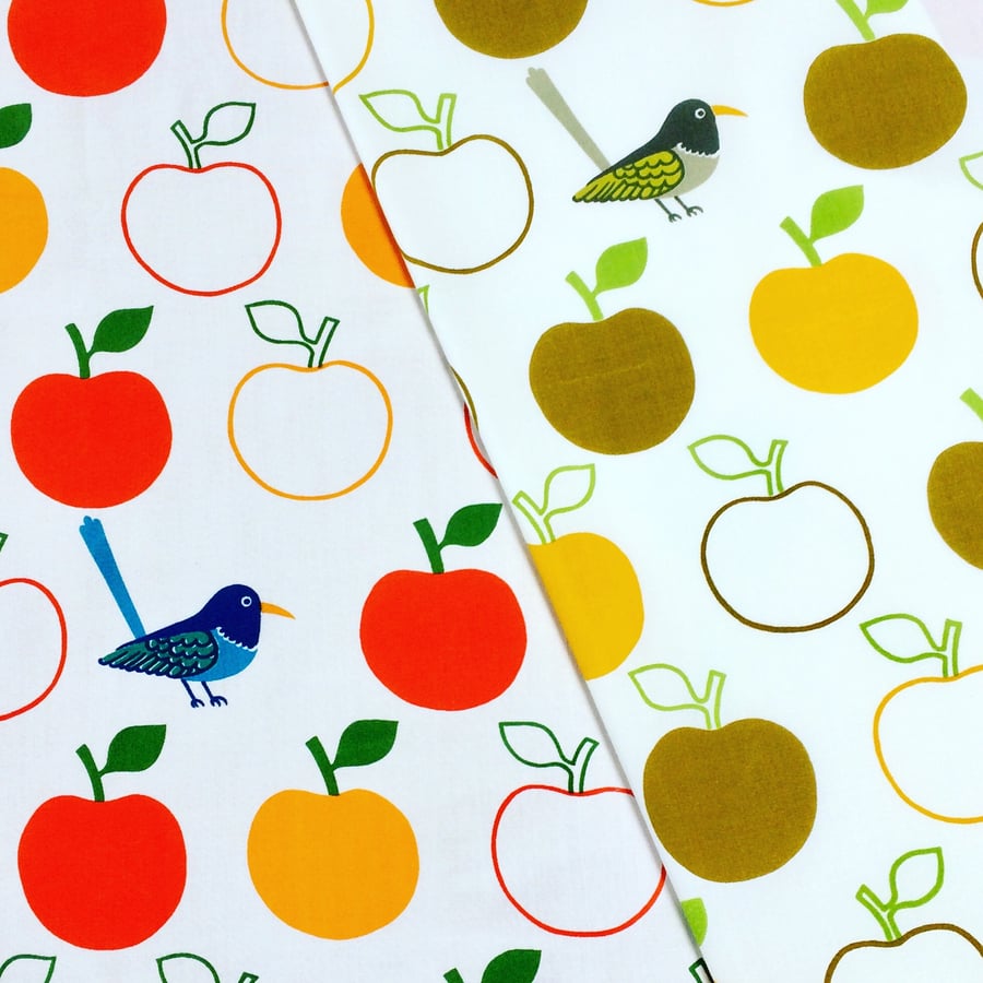 Bright Apple Orange BIrd Retro 60s 70s style Jonelle ORCHARD Lampshade Option