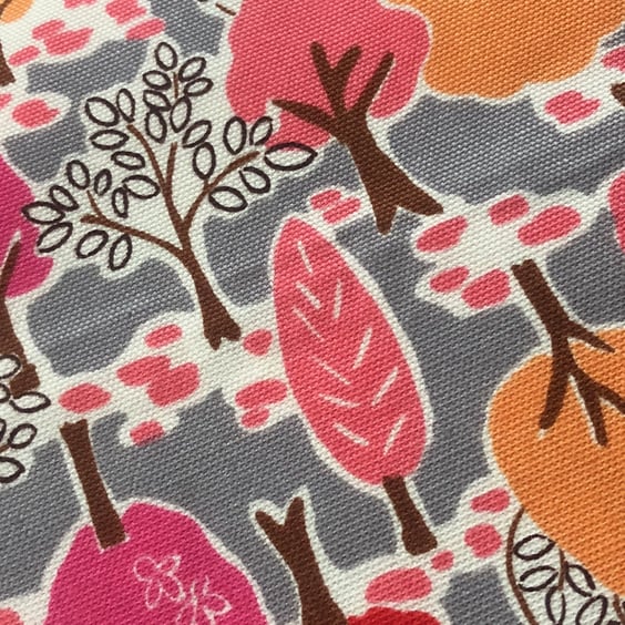 1m Japanese Cotton Trees Fabric - Pink, Orange, Grey, 