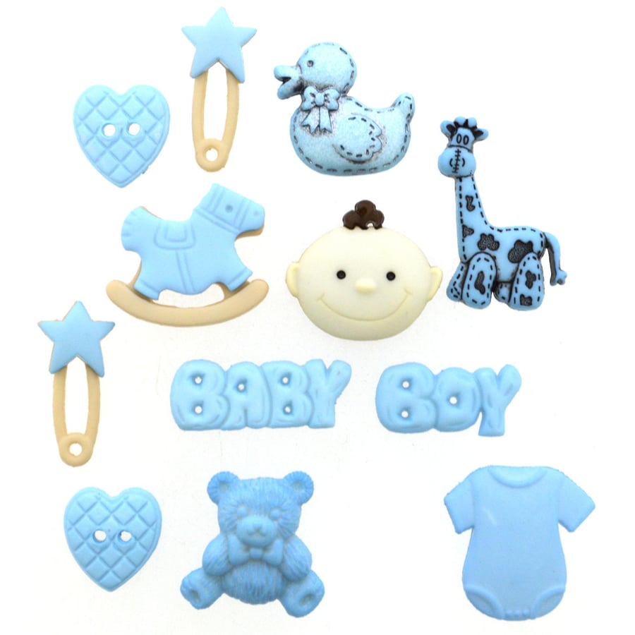 Dress It Up Baby Boy craft buttons and flatbacks Pack of 12 