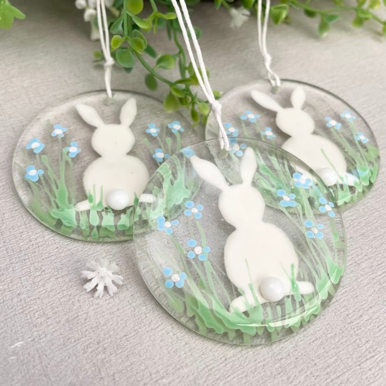 Easter Bunny - glass decoration