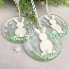 Easter Bunny - glass decoration