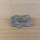 Sterling Silver T-Rex Skull Necklace