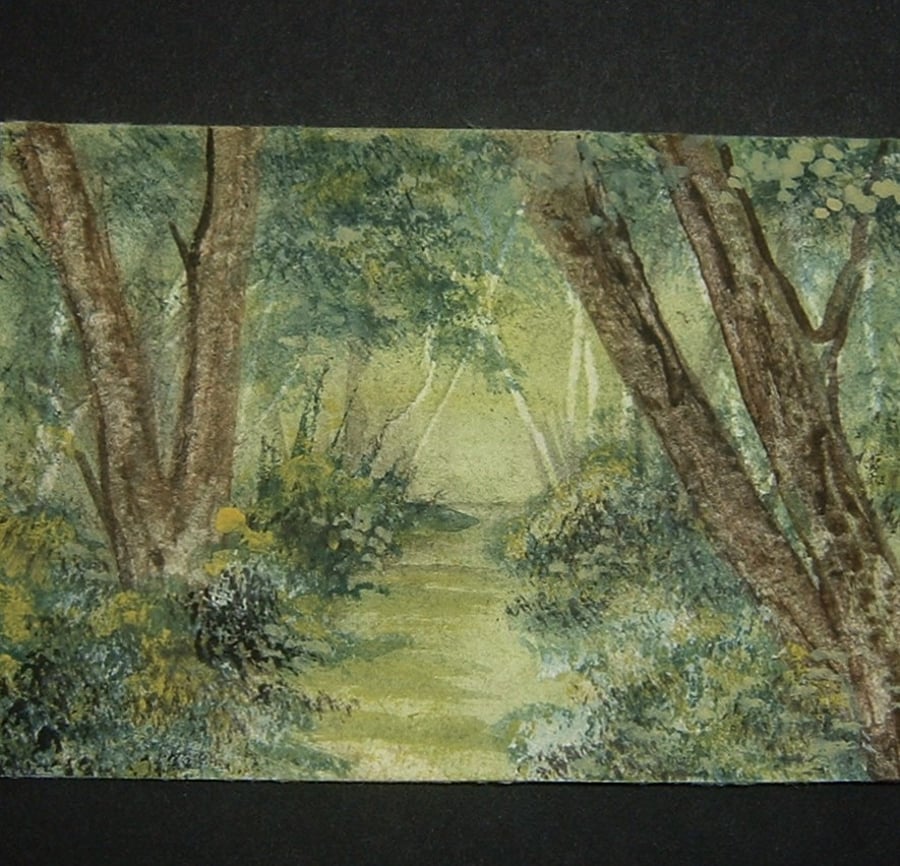 woodland art painting aceo landscape watercolour ref 277