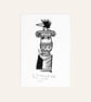 Scruffy Bird on a Garden Urn - lino print - Image 1